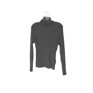 Banana Republic‎ Lucci Merino Turtleneck Sweater Women's Gray Ribbed Basic Large